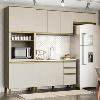 Cozinha Completa 4 Peças Connect Duna-cristal Com Torre Quente 1 Forno - Móveis Henn Duna-cristal