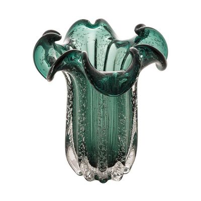 Vaso Murano Vidro Italy Verde Esmeralda 19x24cm Wolff