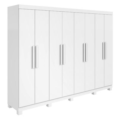 Guarda-roupa Casal Easy Slim 8 Portas Com Pés Branco