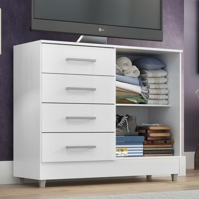Comoda Gisele 4 Gavs 2 Portas Branco