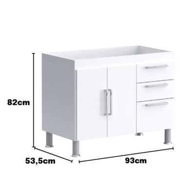 Gabinete De Pia Gemeos 1,00m Branco
