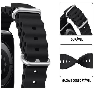 Relógio Digital Smartwatch Watch 9 Ultra 49mm Pulseira Oceano Preto