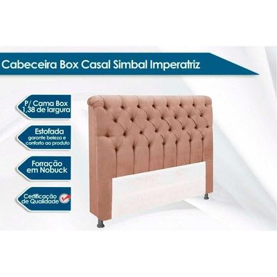 Painel De Cama Box Estofada Casal Imperatriz Plus Suede Marrom Taupe - Simbal