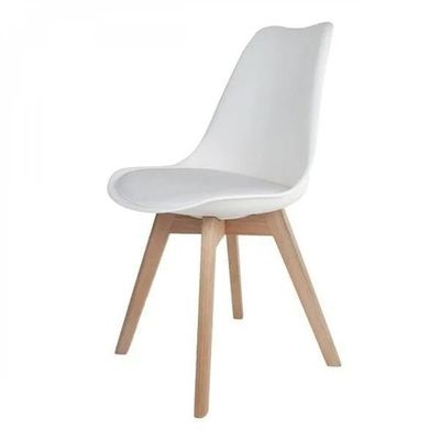 Kit Com 6 Cadeiras Leda Branca - Charles Eames Wood Com Almofada