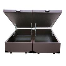 Cama Box Baú Blindado King Bipartido Homequeen Sintético Marrom 41x193x203