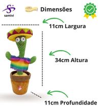 Cacto Dançante Falante Repete A Fala Toca 120 Músicas Led