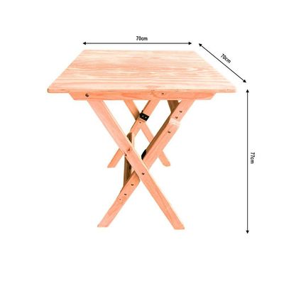 Kit 2 Conjuntos Mesa Dobrável 70x70cm Para Bar Com 4 Cadeiras Em Madeira Maciça - Cru - Bege