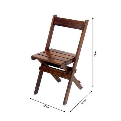 Conjunto Mesa Dobrável 60x60cm Com 4 Cadeiras Em Madeira Maciça - Imbuia - Marrom