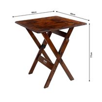 Conjunto Mesa Dobrável 60x60cm Com 4 Cadeiras Em Madeira Maciça - Imbuia - Marrom