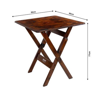 Conjunto Mesa Dobrável 60x60cm Com 4 Cadeiras Em Madeira Maciça - Imbuia - Marrom
