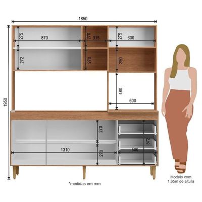 Armário De Cozinha Compacta Em Mdp Mel E Verde 1,95 X 1,85 M Splendore