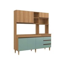 Armário De Cozinha Compacta Em Mdp Mel E Verde 1,95 X 1,85 M Splendore