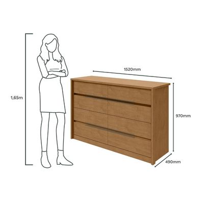 Cômoda Urban 8 Gavetas Amêndoa Clean