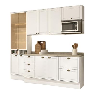 Armário De Cozinha Completa C Balcão Milla Muse Carraro Branco