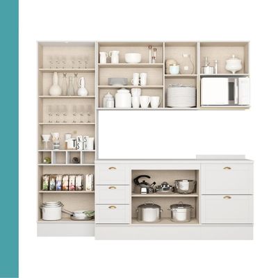 Armário De Cozinha Completa C Balcão Milla Muse Carraro Branco
