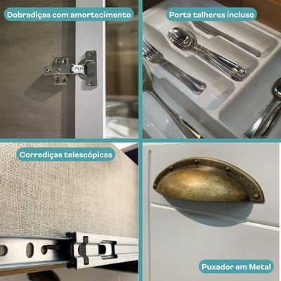Armário De Cozinha Completa C Balcão Milla Muse Carraro Branco