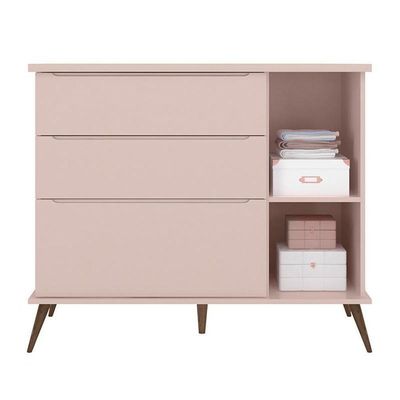 Cômoda Infantil Retrô Melinda 1 Porta E 3 Gavetas Rosê - Phoenix Baby Rosê