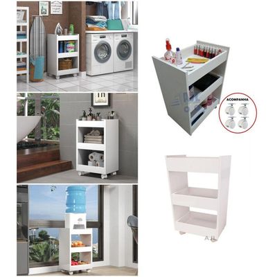 Kit Prateleira De Esmaltes Expositor Carrinho Auxiliar e Mesa Madeira