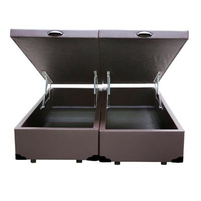 Cama Box Baú Queen Bipartido Homequeen Corino Marrom 41x158x198