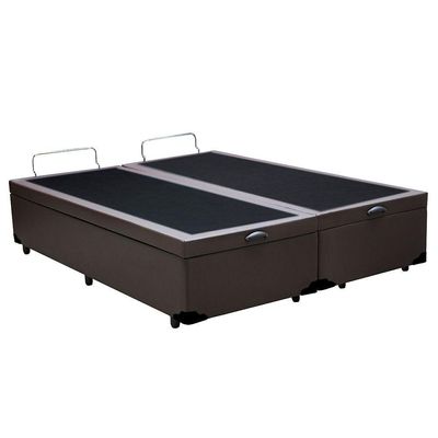 Cama Box Baú Queen Bipartido Homequeen Corino Marrom 41x158x198