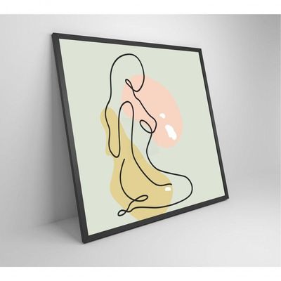 Quadro Feminino Silhueta Artística Contínua Medidas 60x60 Cm Impressão Adesivo Fotográfico
