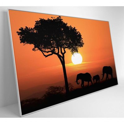 Quadro Família De Elefantes Em Pôr Do Sol Na áfrica Medidas 40x60 Cm Impressão Adesivo Fotográfico