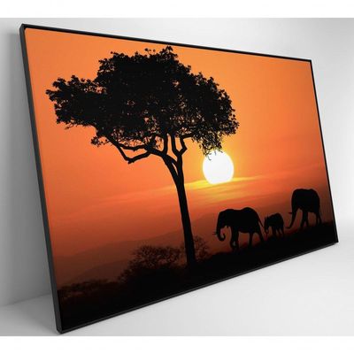 Quadro Família De Elefantes Em Pôr Do Sol Na áfrica Medidas 40x60 Cm Impressão Adesivo Fotográfico