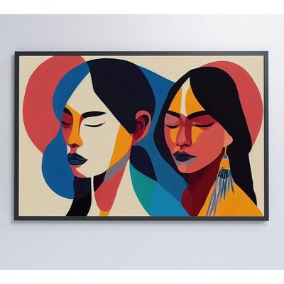 Quadro Ilustração Mulher Indígena Medidas 120x80 Cm Impressão Vidro Acrílico