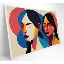Quadro Ilustração Mulher Indígena Medidas 120x80 Cm Impressão Vidro Acrílico