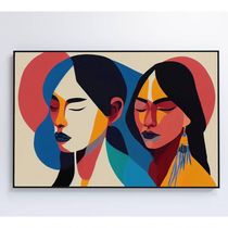Quadro Ilustração Mulher Indígena Medidas 120x80 Cm Impressão Vidro Acrílico