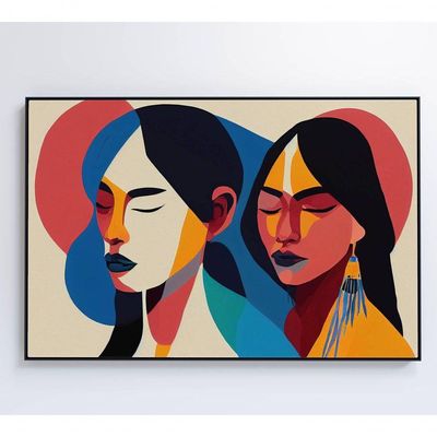 Quadro Ilustração Mulher Indígena Medidas 120x80 Cm Impressão Vidro Acrílico