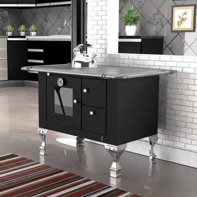Fogão A Lenha Elegance Master Preto Chapa De Ferro N°01 Esq