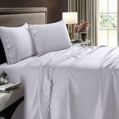 Jogo De Cama Buettner Solteiro 3 Pçs Sonata Com Renda Branco