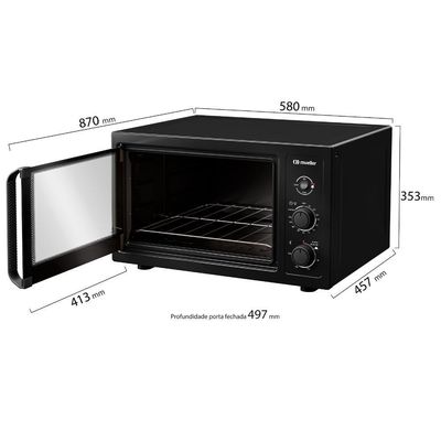 Forno Elétrico De Bancada Mueller 50L Com Grill MFB50B Preto 110V