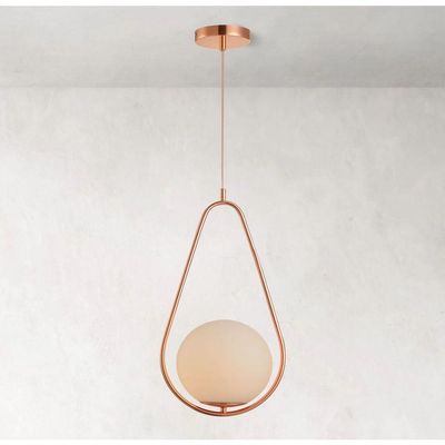 Lustre Pendente Bravalumi Pérola Fallen Globo E27 Bivolt Rose Gold
