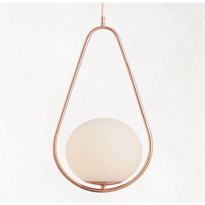 Lustre Pendente Bravalumi Pérola Fallen Globo E27 Bivolt Rose Gold