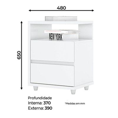 Mesa De Cabeceira Campeche Branco Brilho - Henn