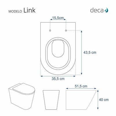 Assento Sanitário Poliéster Luxo Link Lk Ebano Fosco Para Vaso Deca