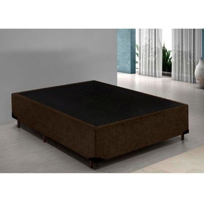 Base Box Casal Blindado Extremo Reforçado Homequeen Suede Marrom 40x138x188