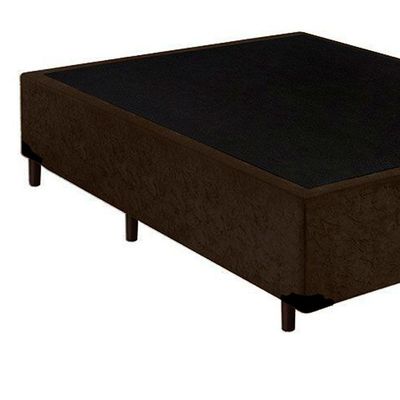 Base Box Casal Blindado Extremo Reforçado Homequeen Suede Marrom 40x138x188