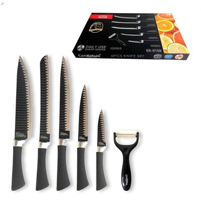 Conjunto De Facas Churrasco Faqueiro 6 Peças Inox Antiaderente