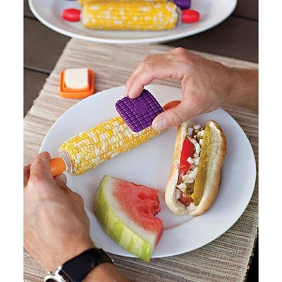 Jogo Espalhador Manteiga Milho Verde Silicone 4 Pçs Outset