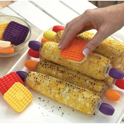 Jogo Espalhador Manteiga Milho Verde Silicone 4 Pçs Outset
