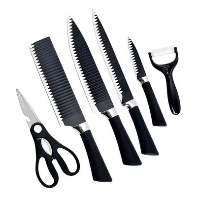 Conjunto Facas 6 Peças Inox Churrasco Gourmet Pretas