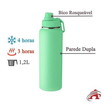 Garrafa Com Alça E Bico 1,2l Parede Dupla Verde Claro