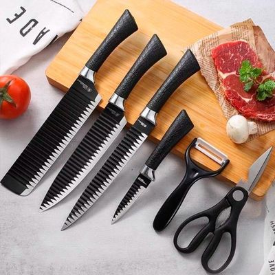 Kit Facas 6 Peças Aço Inox Churrasco Pretas