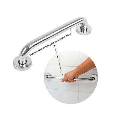 Barra De Apoio 60 Cm Inox 2 Peças Brazhu
