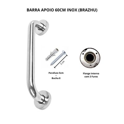 Barra De Apoio 60 Cm Inox - Brazhu