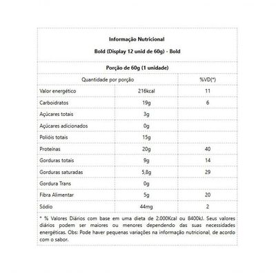 Bold Bar Display (12 Unid De 60g) - Sabor: Brownie E Crispies