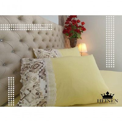 Jogo De Cama Casal 3 Pçs Em Malha 100% Algodão Amarelo